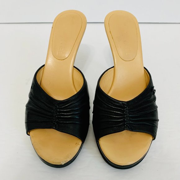 CHANEL LEATHER MULES HIGH HEELS MADE IN ITALY - Picture 3 of 12